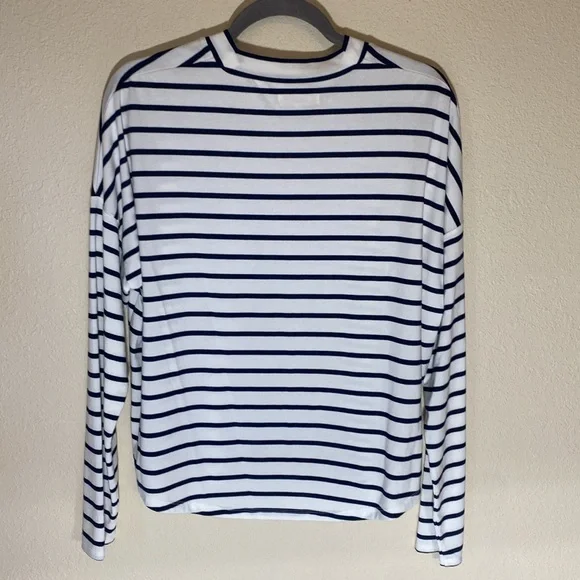 Madewell Women's striped top, White/Navy blue, Long Sleeve, Size large - Picture 2 of 4